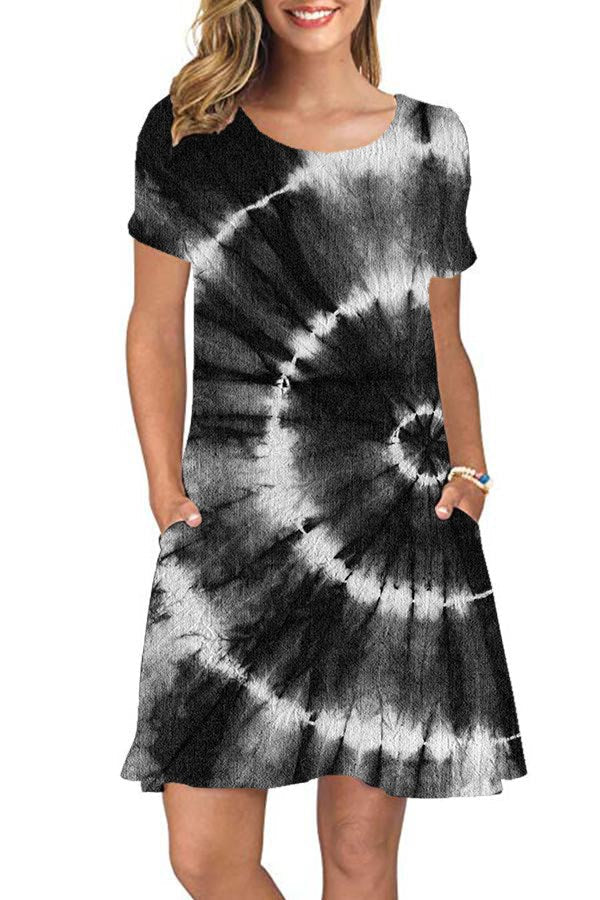 BLACK TIE DYE POCKET DRESS - Like A Duchess