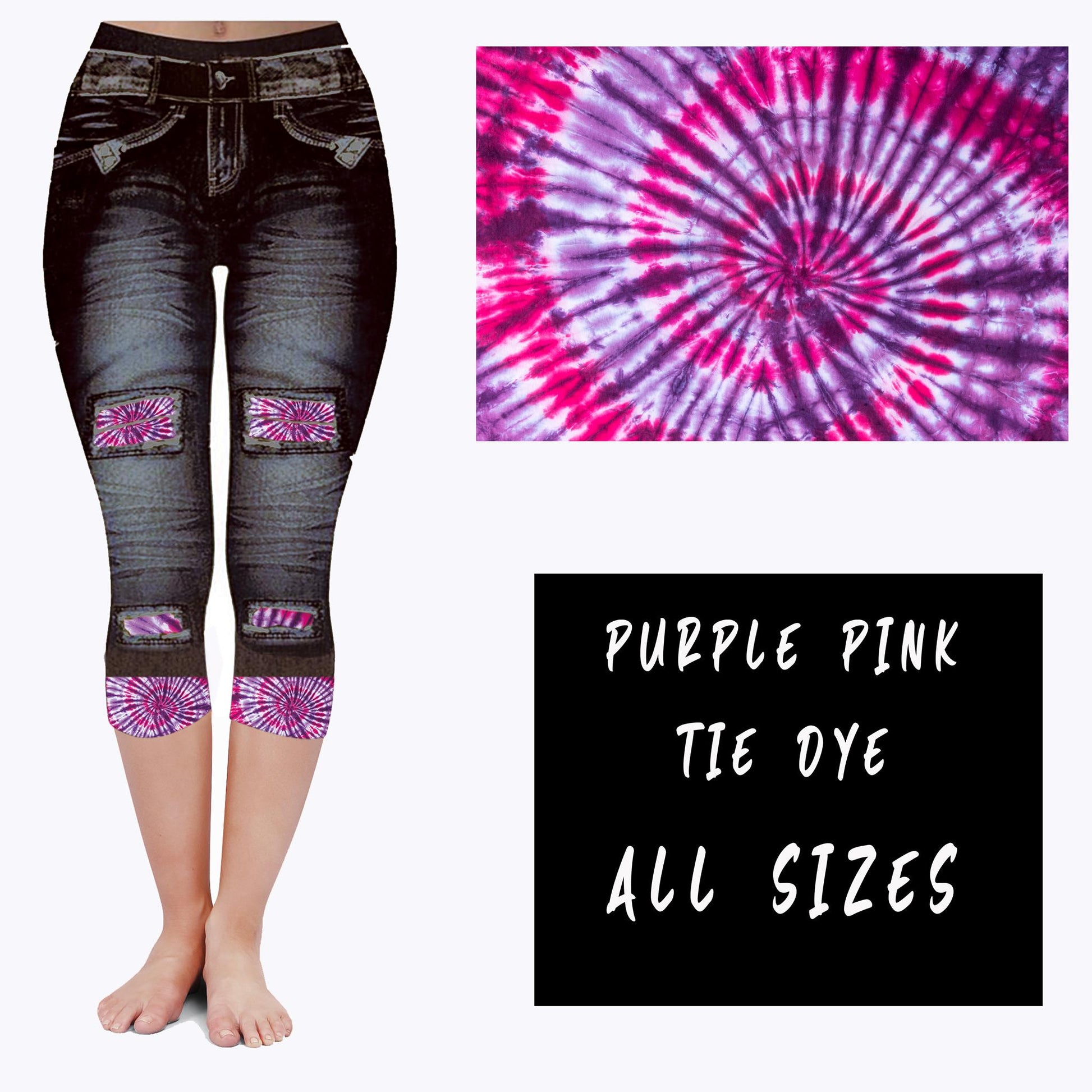 LEGGING JEAN RUN-PINK PURPLE TIE DYE (ACTIVE BACK POCKETS) - Like A Duchess