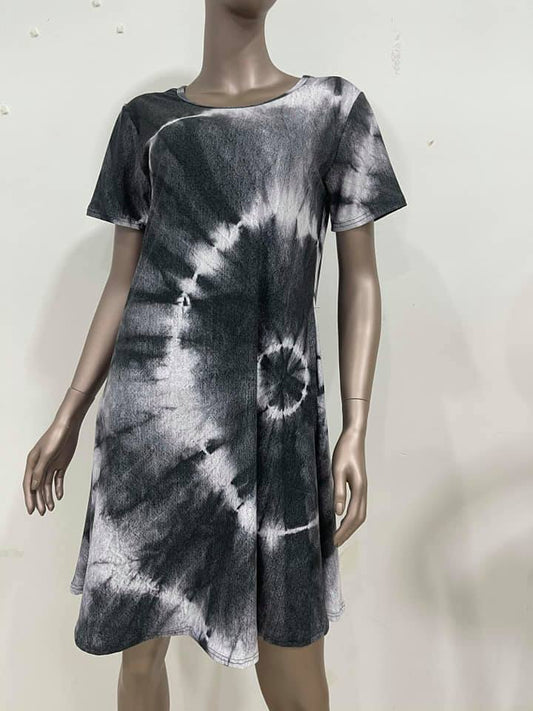 BLACK TIE DYE POCKET DRESS - Like A Duchess