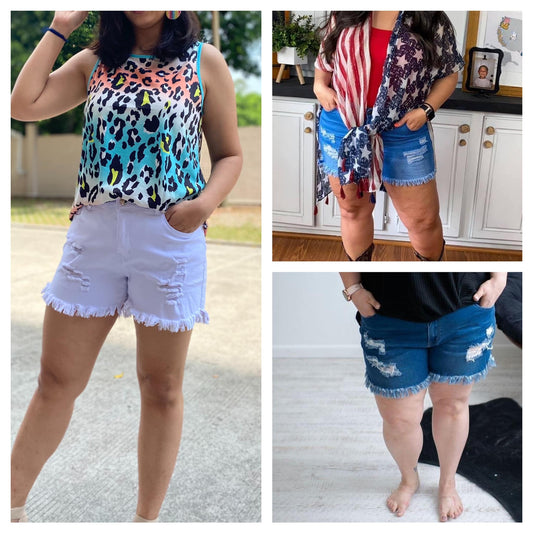 DISTRESSED WHITE JEAN SHORTS - Like A Duchess