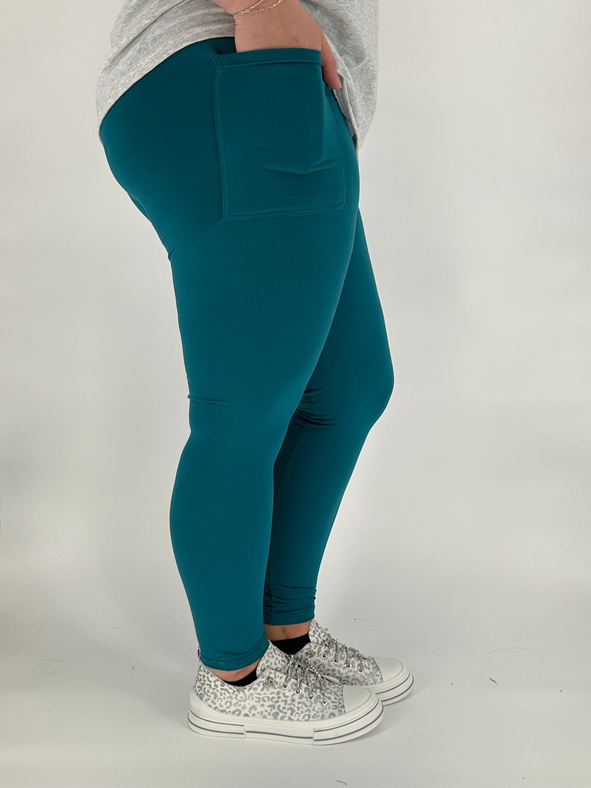 Teal Leggings/Capri w/ Pockets! - Like A Duchess