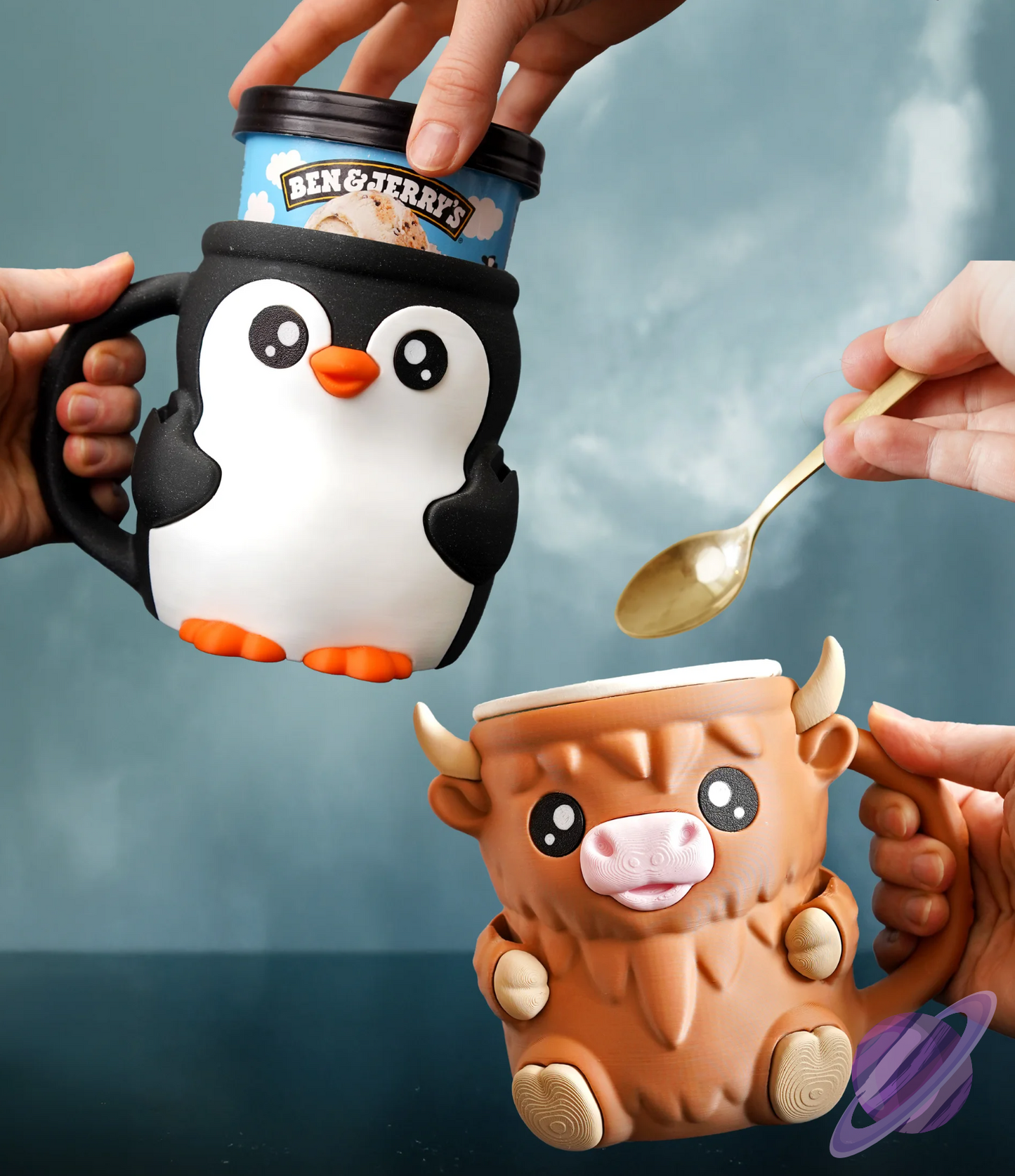 HIGHLAND COW- 3D PRINTED ICE CREAM PINT HOLDER - Like A Duchess