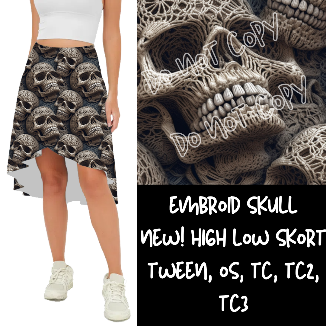 HIGH LOW SKORT - EMBROID SKULL - Like A Duchess