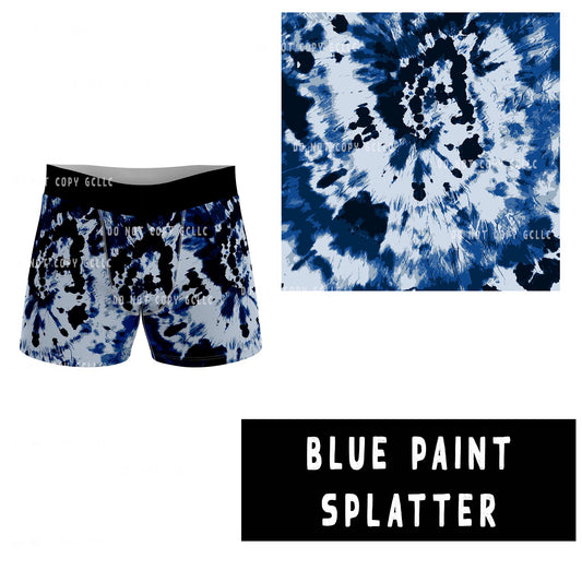 CAMI SETS/UNDERWEAR RUN- MENS BOXER BRIEF- BLUE PAINT SPLATTER - Like A Duchess
