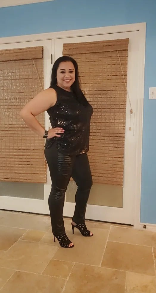 RIBBED FAUX LEATHER ZIPPER LEGGING - Like A Duchess