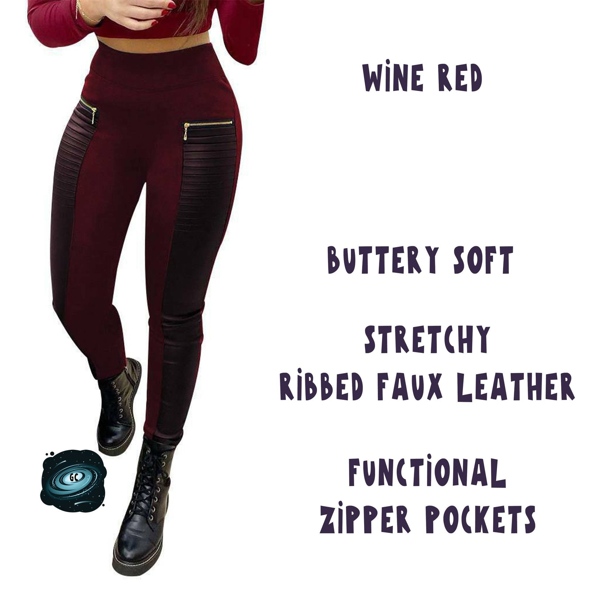 RIBBED FAUX LEATHER ZIPPER LEGGING - Like A Duchess