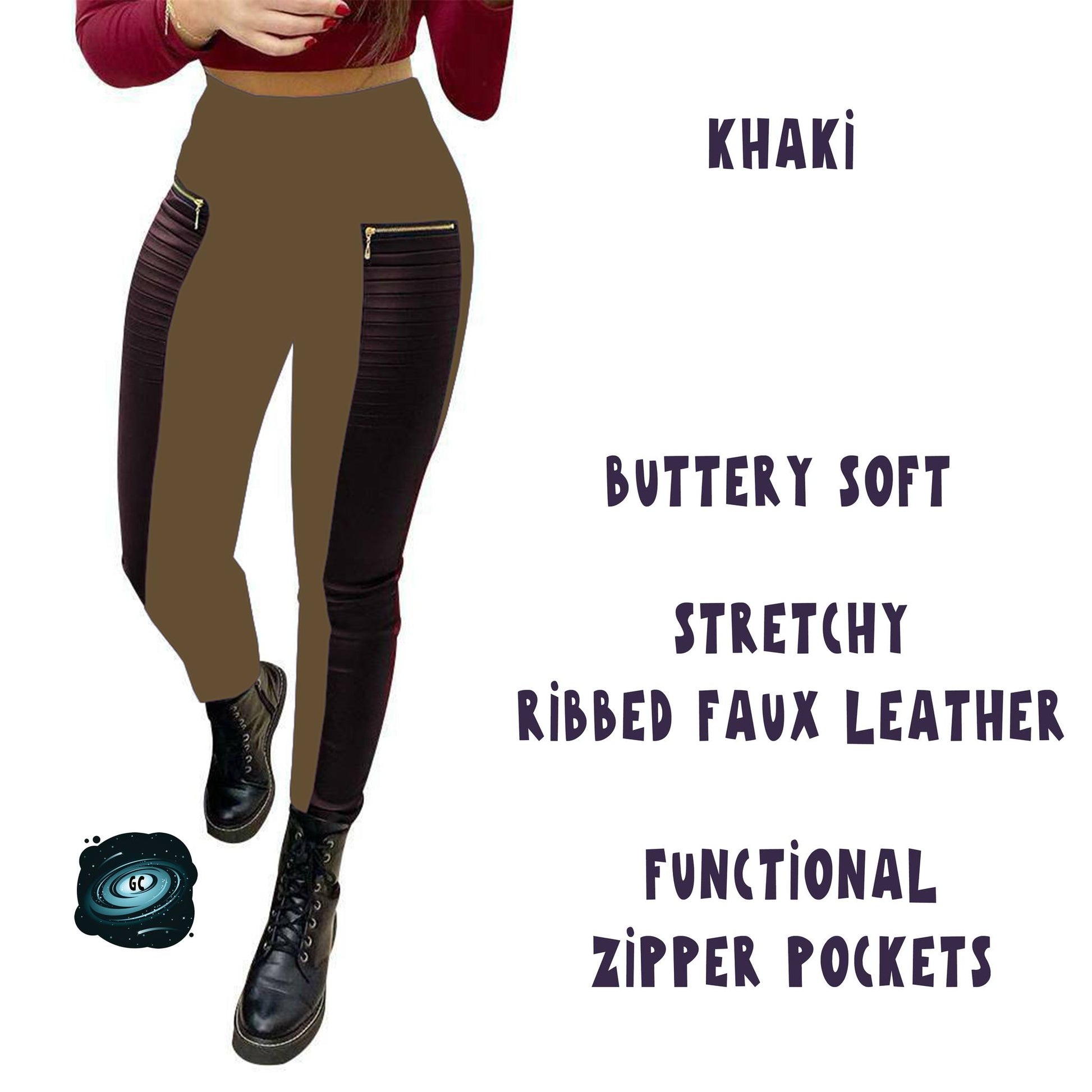 RIBBED FAUX LEATHER ZIPPER LEGGING - Like A Duchess