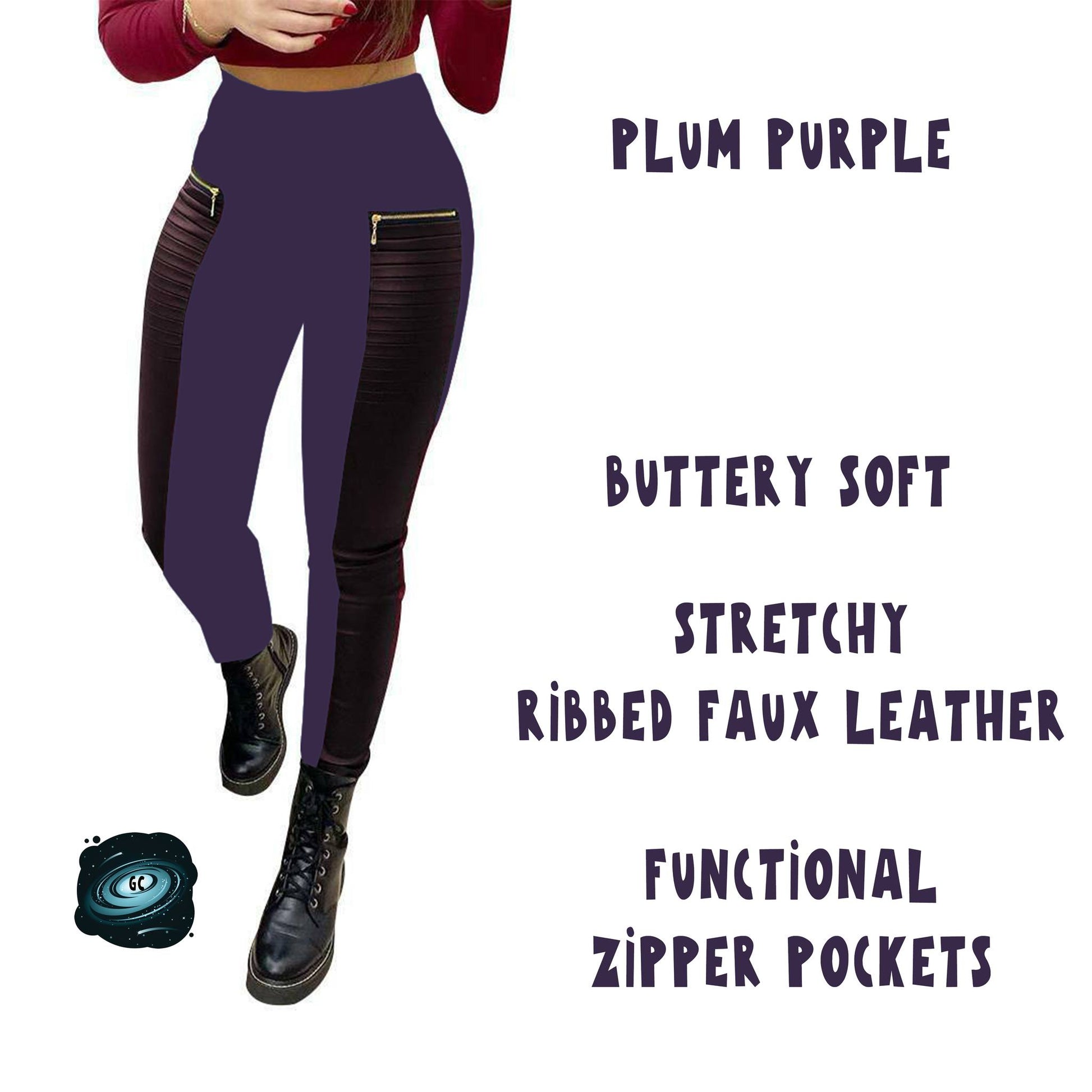 RIBBED FAUX LEATHER ZIPPER LEGGING - Like A Duchess
