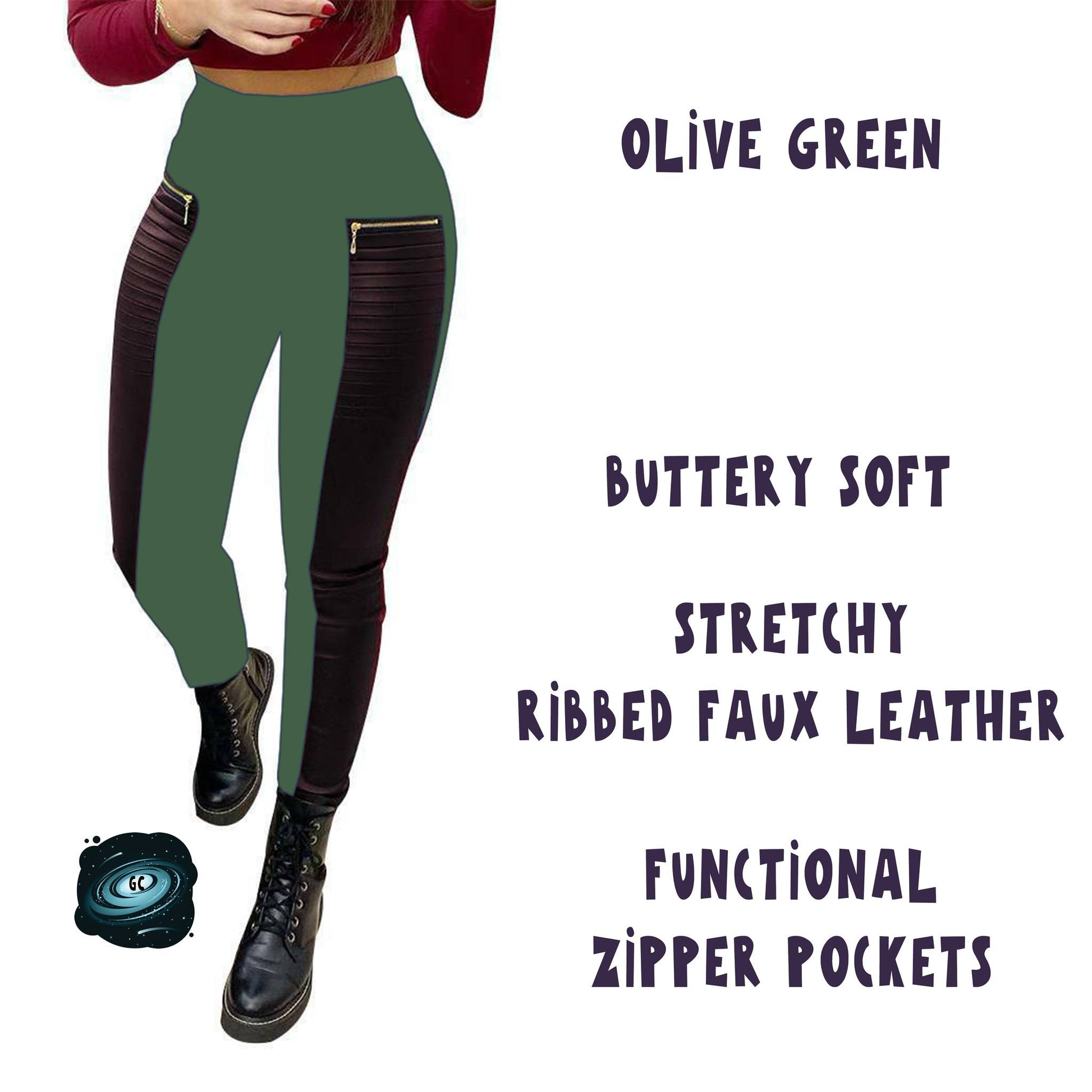 RIBBED FAUX LEATHER ZIPPER LEGGING - Like A Duchess