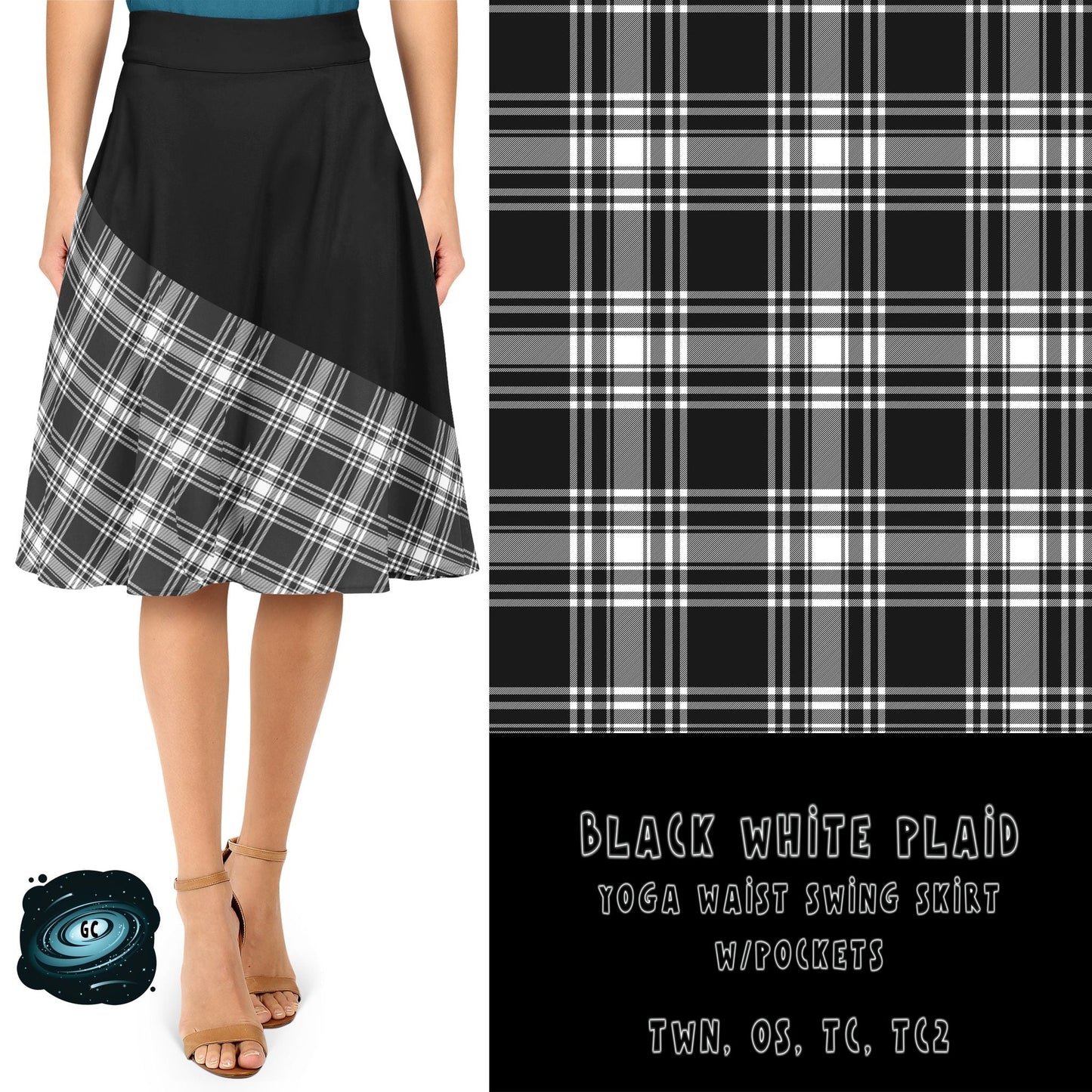 SWING SKIRT RUN- BLACK WHITE PLAID - Like A Duchess