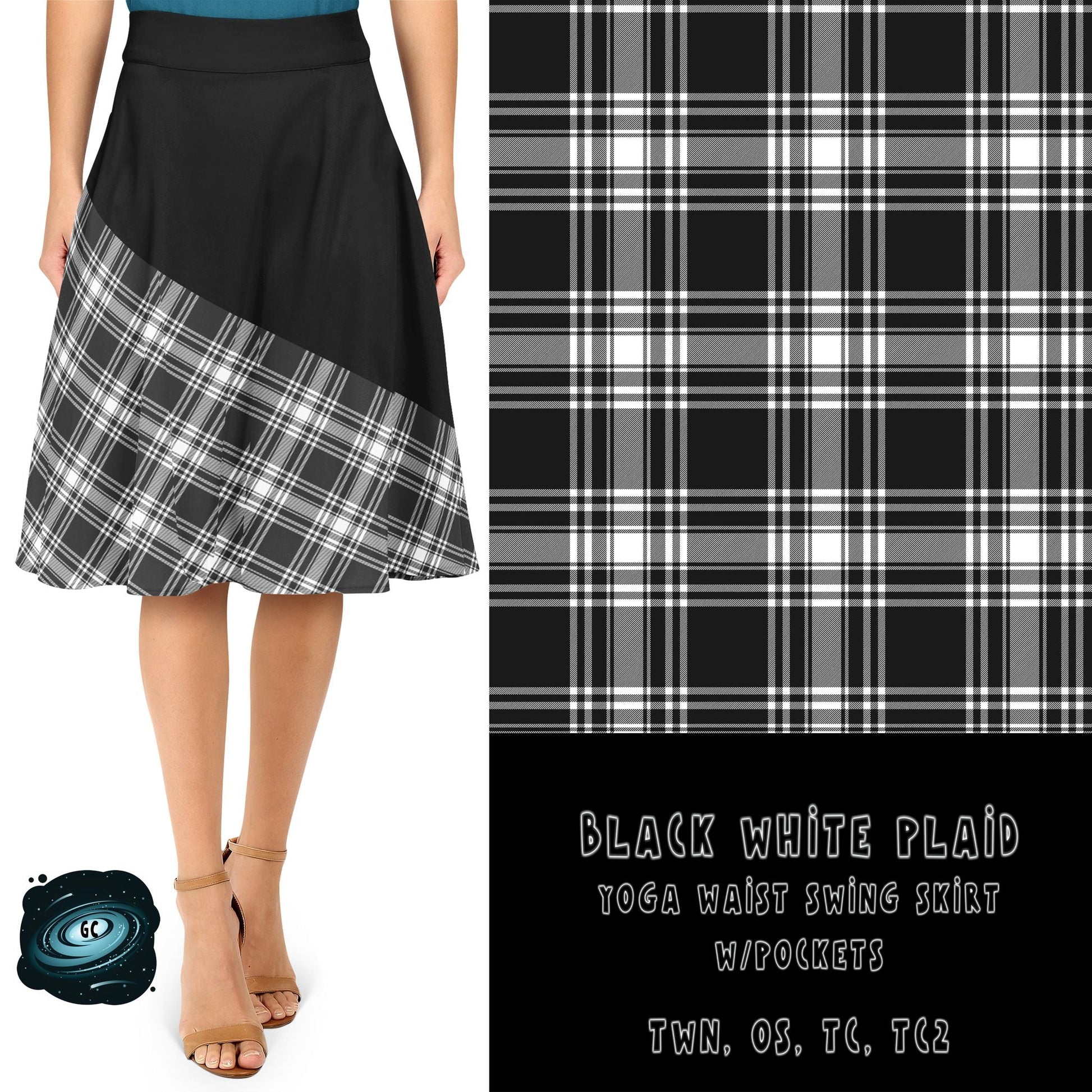 SWING SKIRT RUN- BLACK WHITE PLAID - Like A Duchess