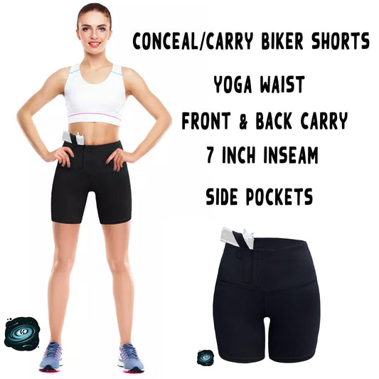 CONCEAL CARRY RUN- SOLID BLACK BIKER SHORTS - Like A Duchess