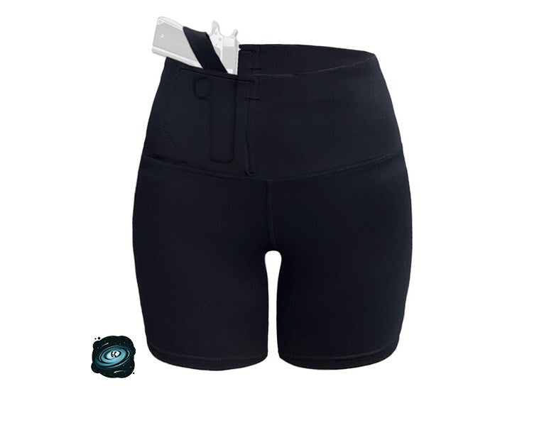CONCEAL CARRY RUN- SOLID BLACK BIKER SHORTS - Like A Duchess