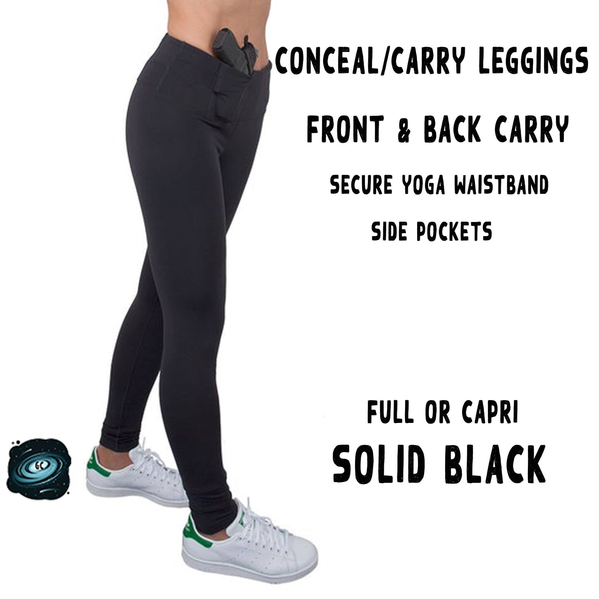 CONCEAL CARRY RUN- BLACK LEGGINGS/CAPRI/JOGGERS - Like A Duchess