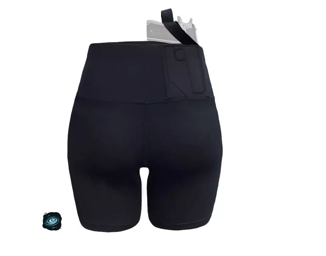 CONCEAL CARRY RUN- SOLID BLACK BIKER SHORTS - Like A Duchess