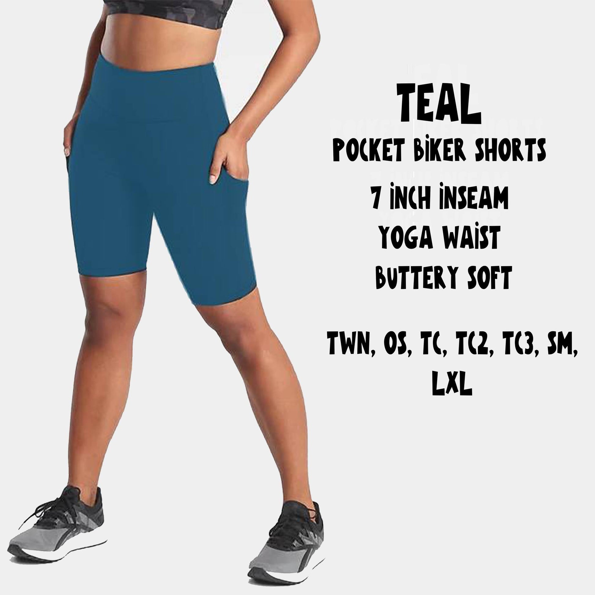 POCKET BIKER SHORTS-TEAL - Like A Duchess
