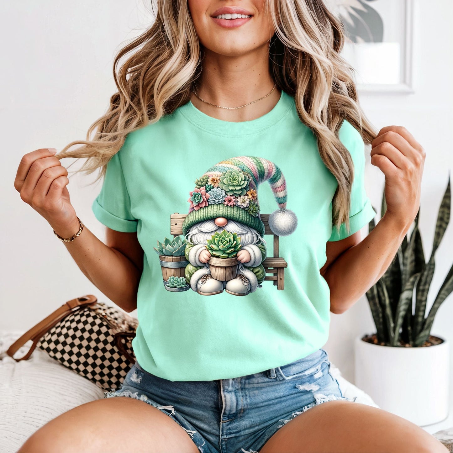 Succulent Bench Gnome Tshirt - Like A Duchess
