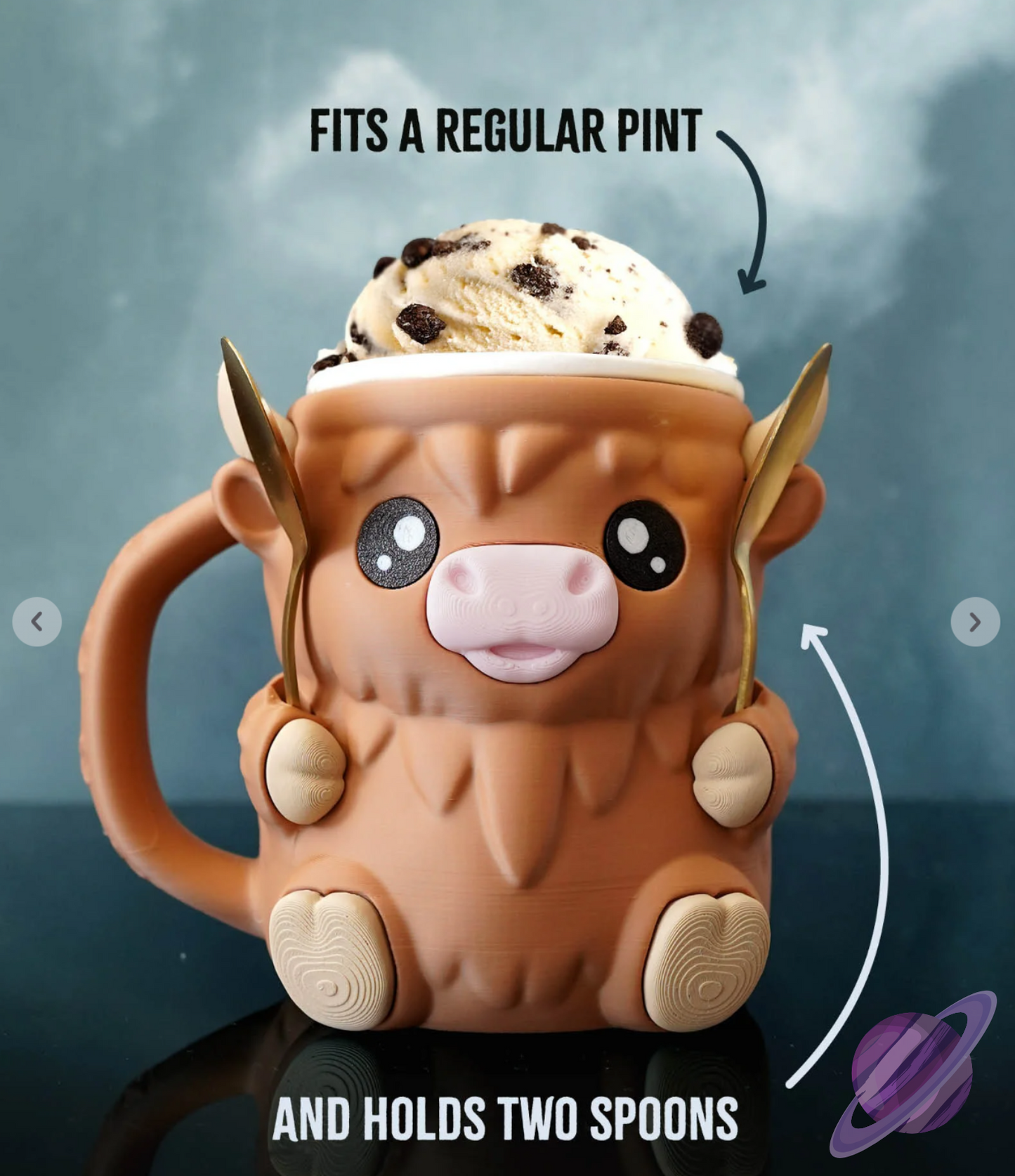 HIGHLAND COW- 3D PRINTED ICE CREAM PINT HOLDER - Like A Duchess