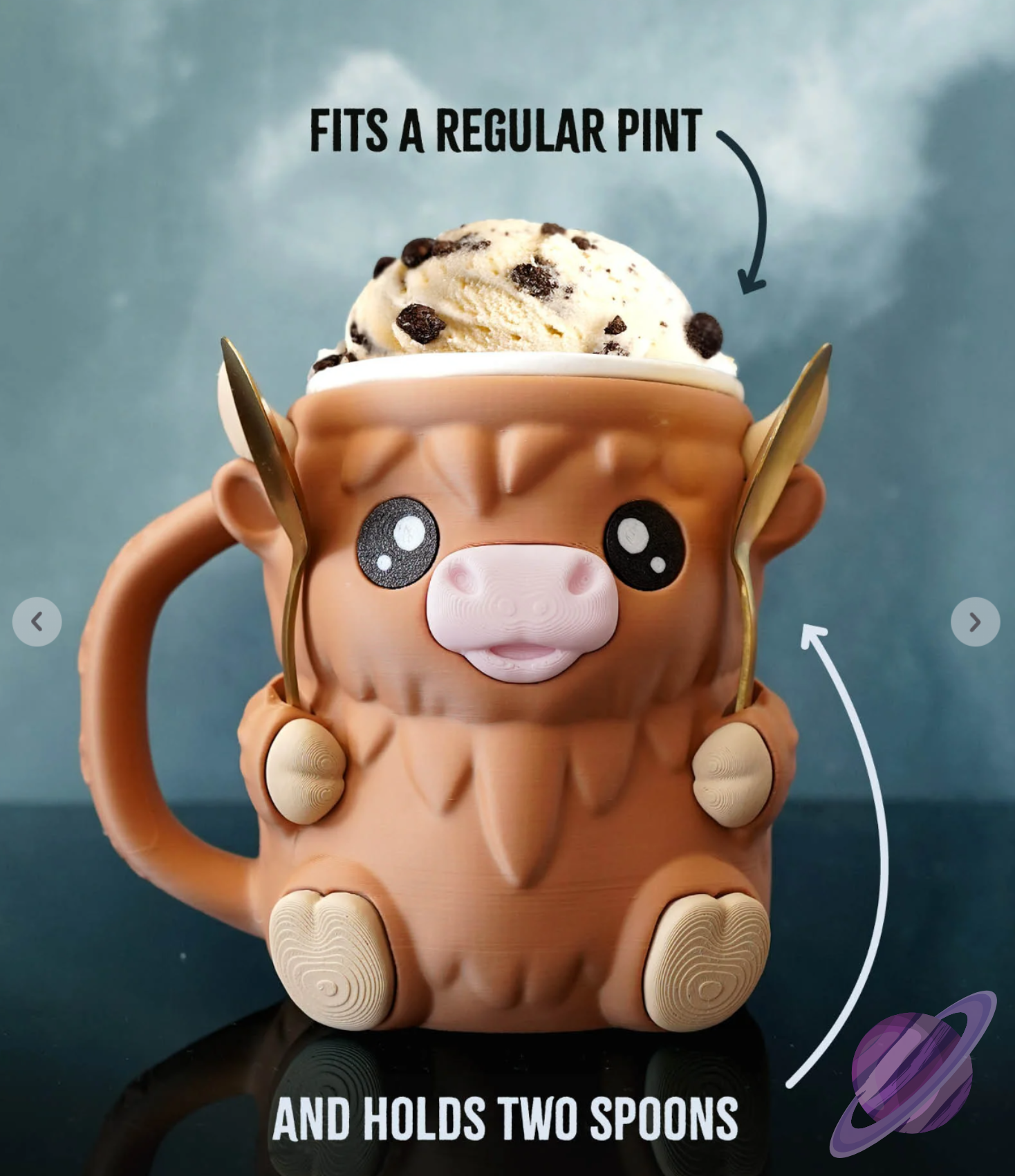 HIGHLAND COW- 3D PRINTED ICE CREAM PINT HOLDER - Like A Duchess