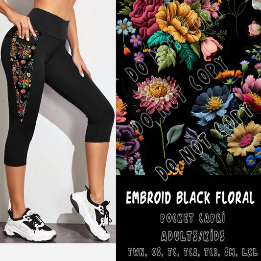 PPO 3 RUN-EMBROID BLACK FLORAL-CAPRI - Like A Duchess