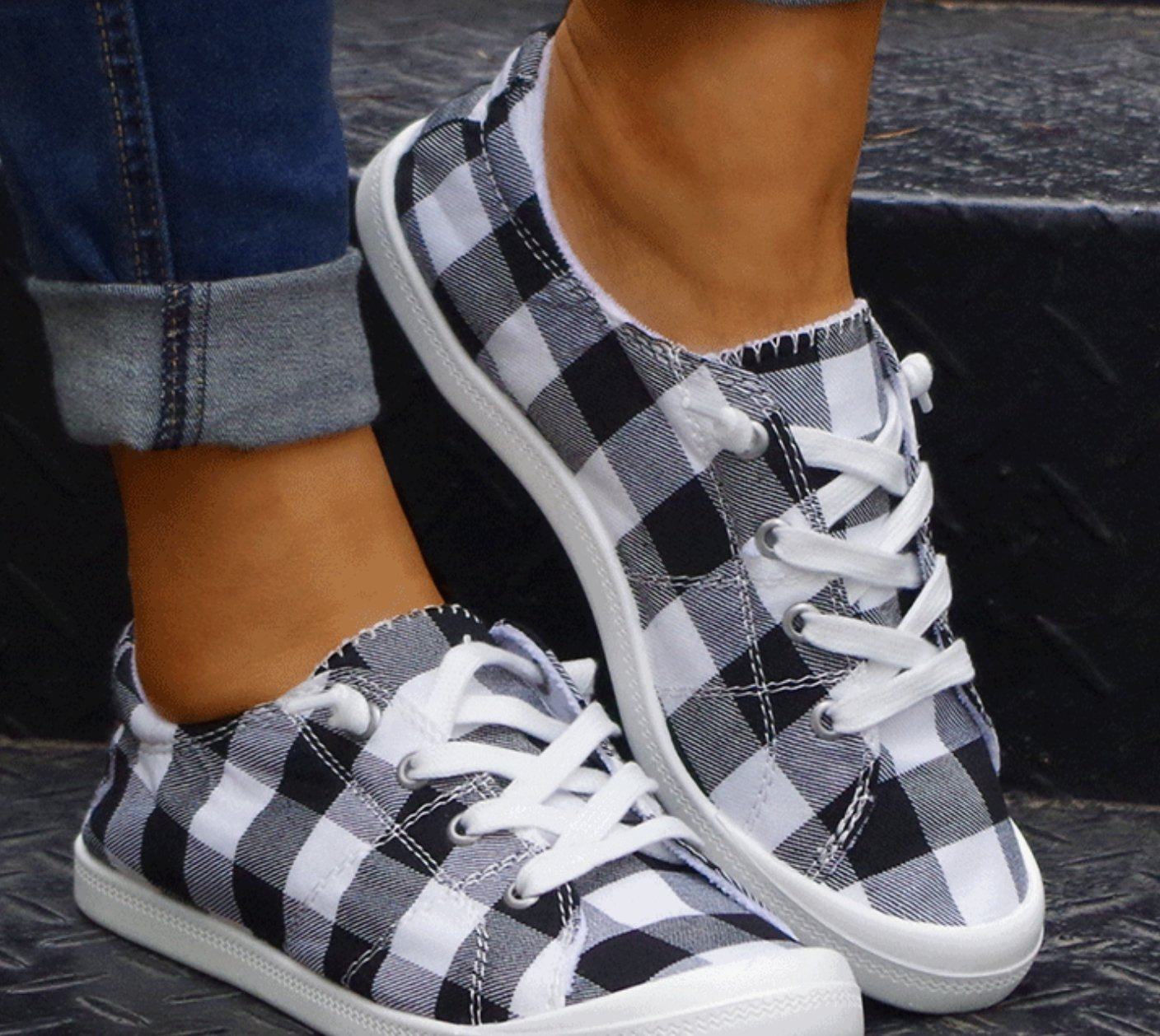 SUMMER SNEAKER -BLACK PLAID - Like A Duchess