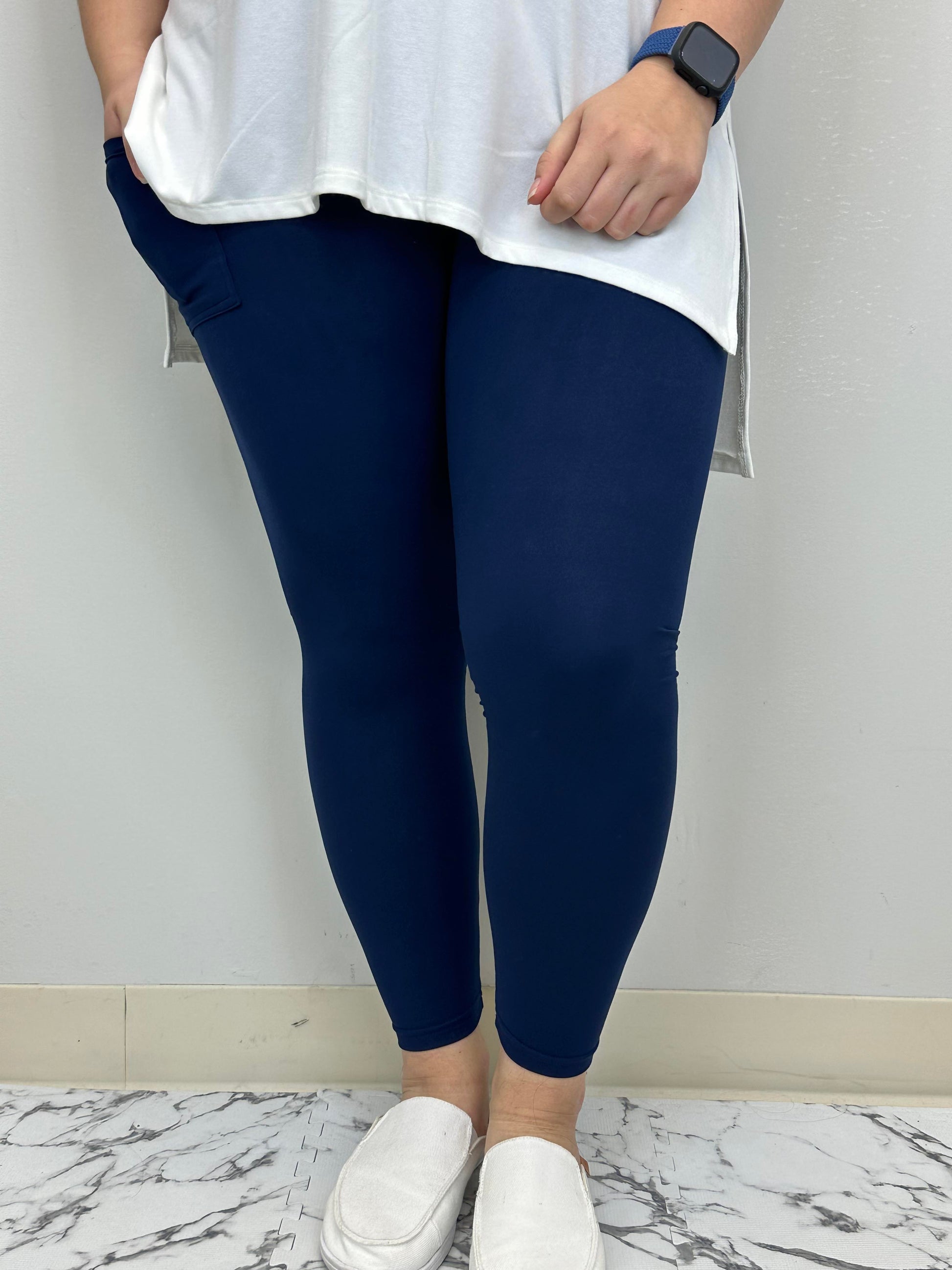 Navy Leggings w/ Pockets - Like A Duchess