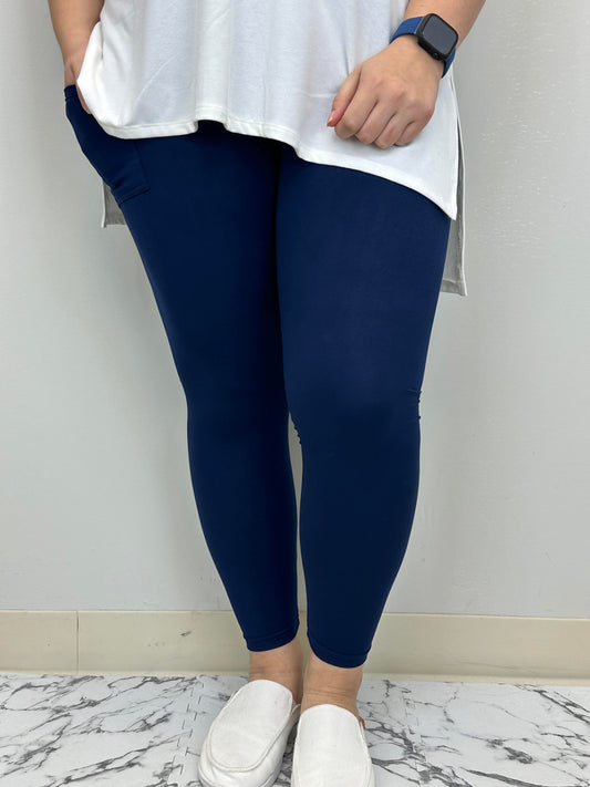 Navy Leggings w/ Pockets - Like A Duchess