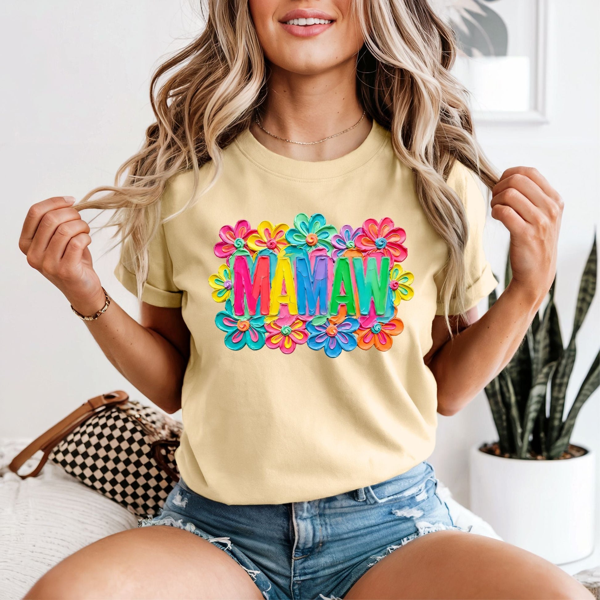 Painted Floral Mamaw Tshirt - Like A Duchess
