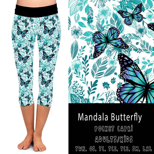 Batch 74-BLUE BUTTERFLY CAPRI W/ POCKETS - Like A Duchess