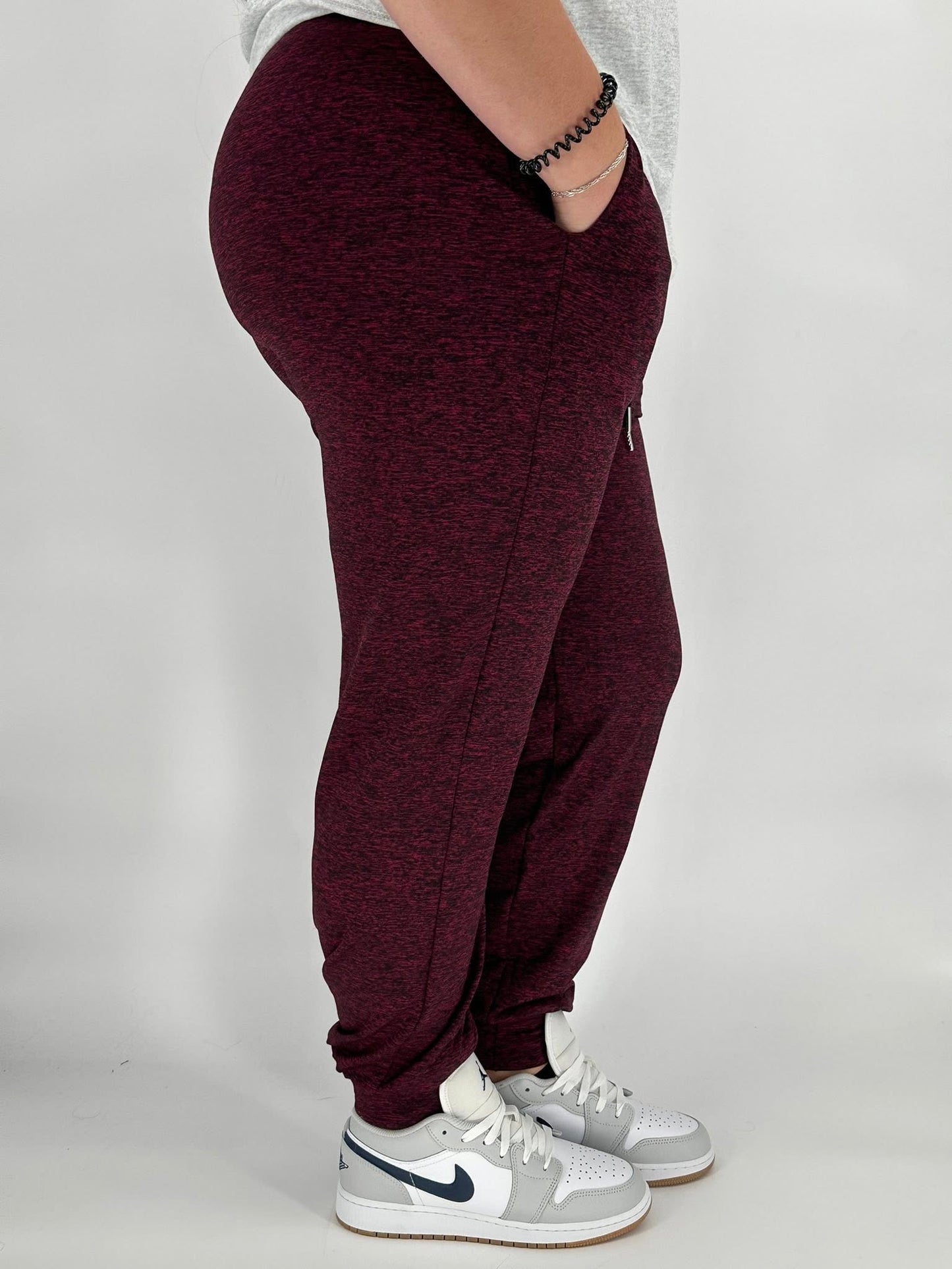 Maroon Heathered Fleece Joggers - Like A Duchess