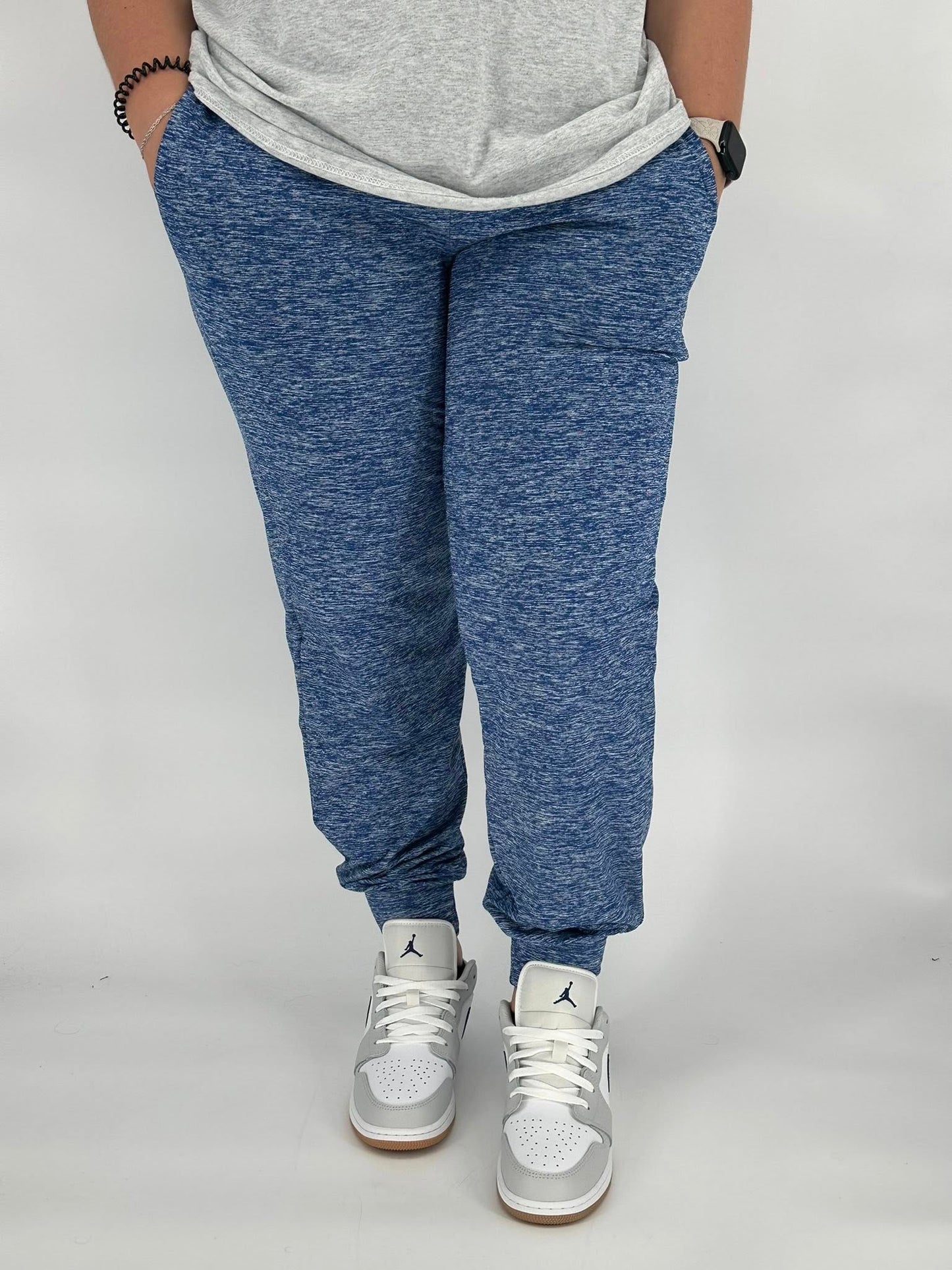 Royal Blue Heathered Fleece Joggers - Like A Duchess