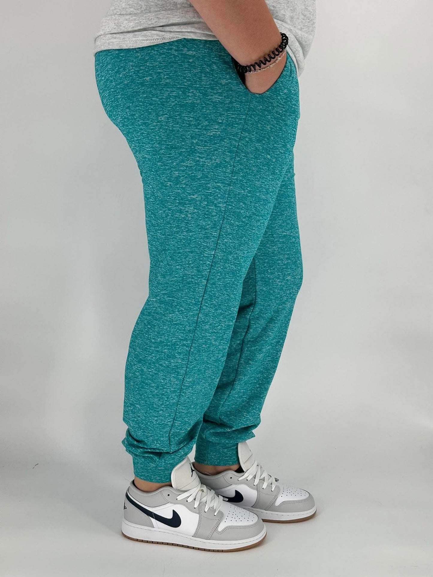 Teal Heathered Fleece Joggers - Like A Duchess