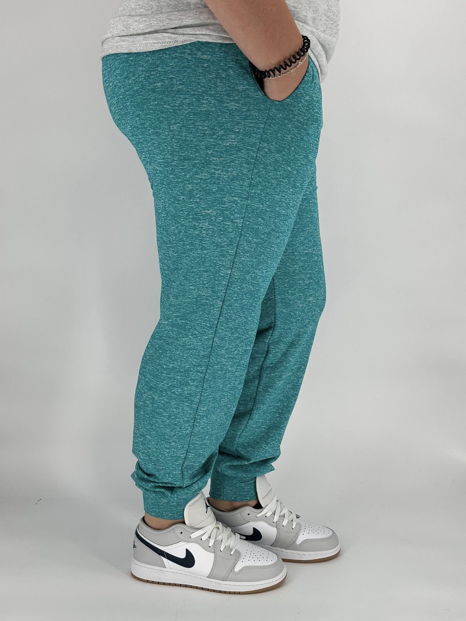 Teal Heathered Fleece Joggers - Like A Duchess