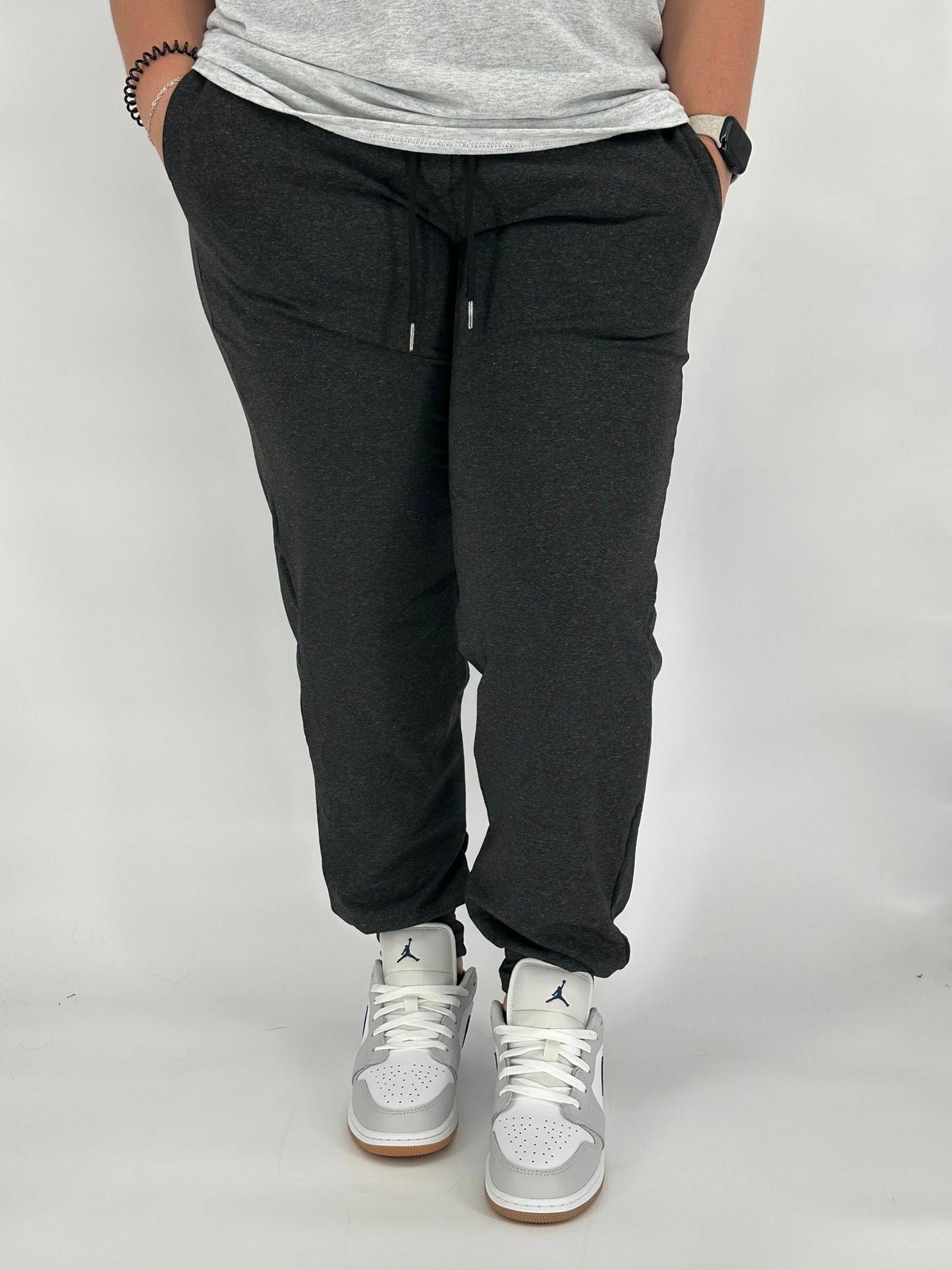 Black Heathered Fleece Joggers - Like A Duchess