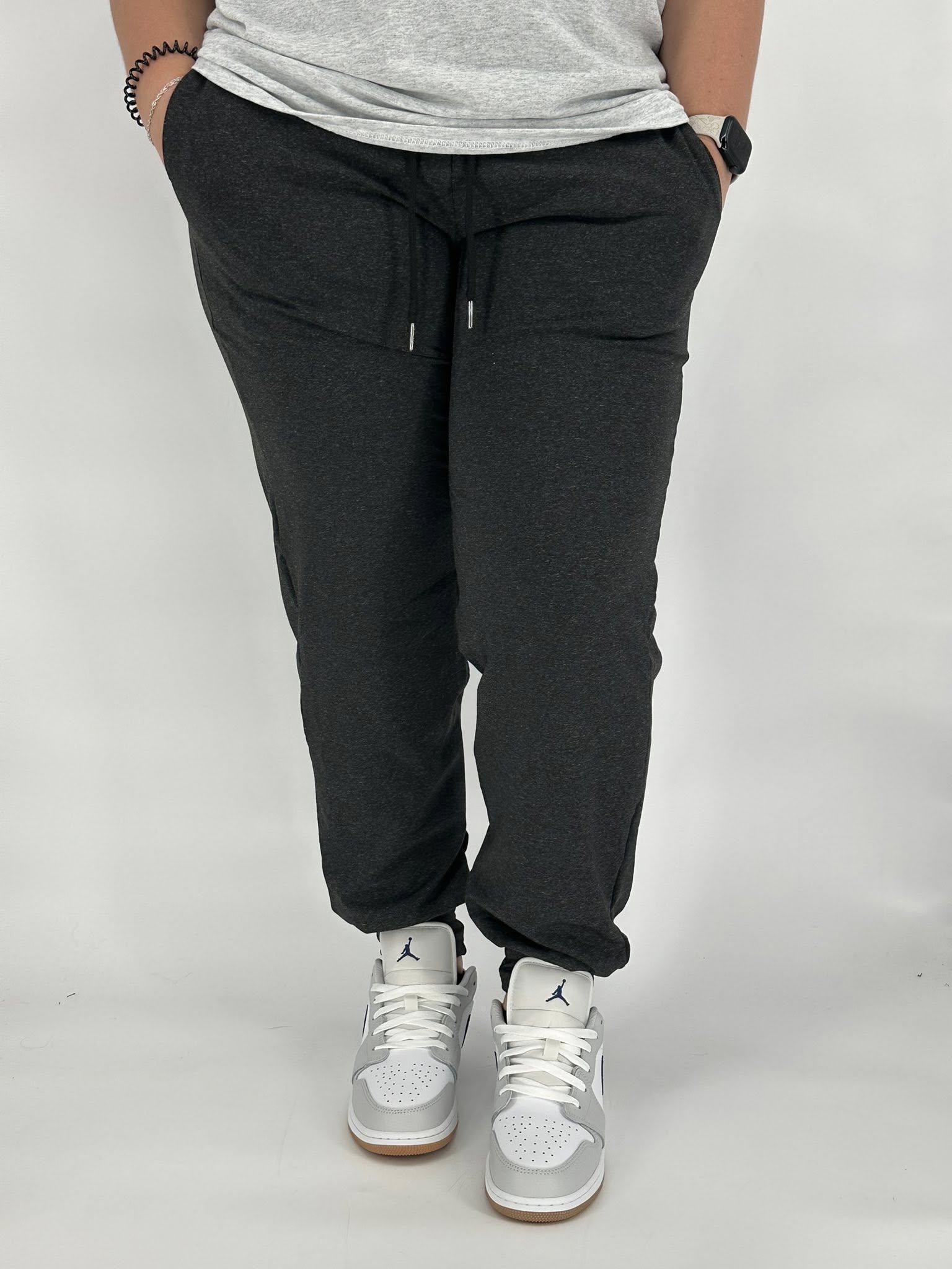 Black Heathered Fleece Joggers - Like A Duchess