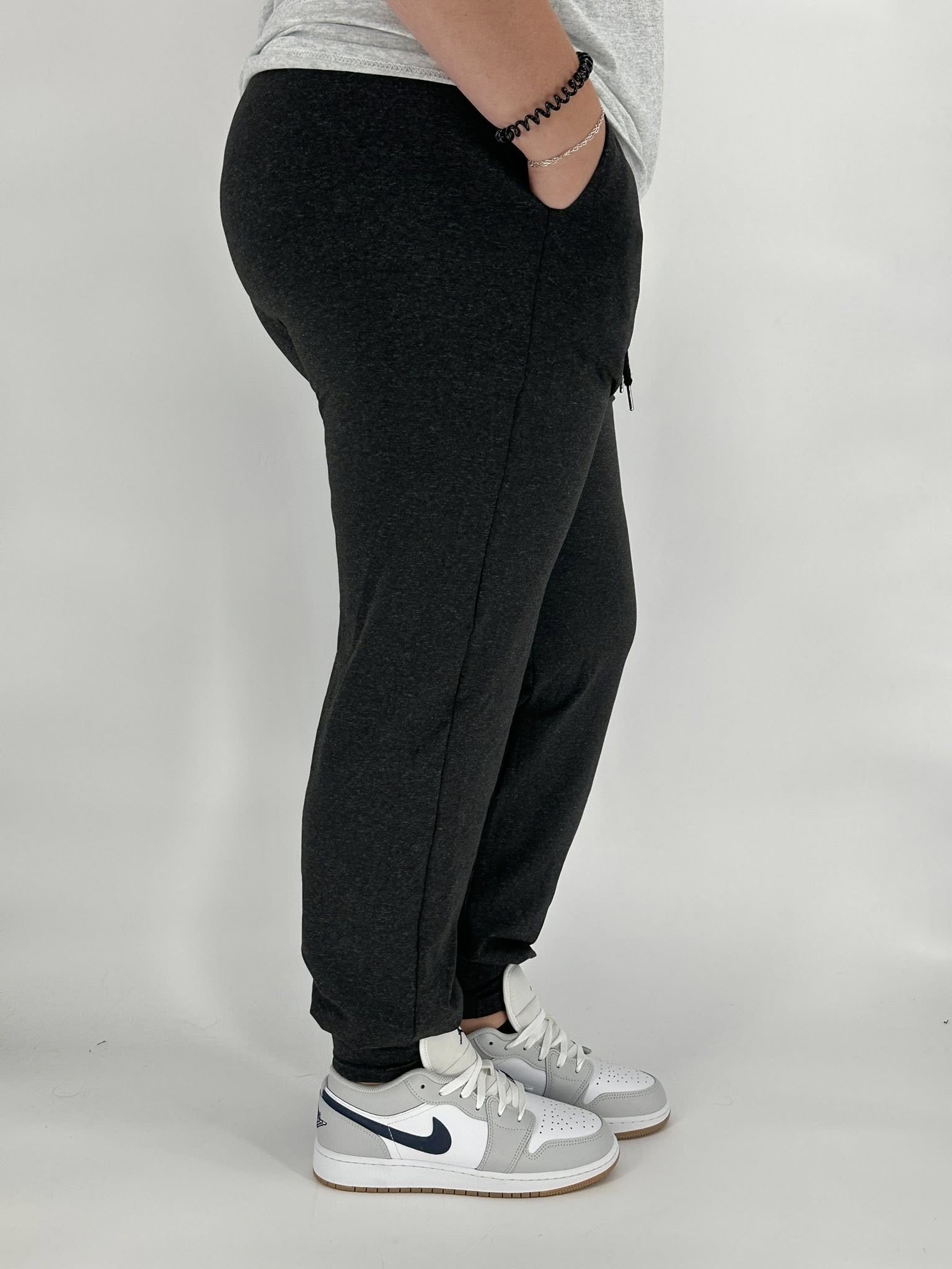 Black Heathered Fleece Joggers - Like A Duchess
