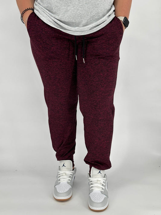 Maroon Heathered Fleece Joggers - Like A Duchess