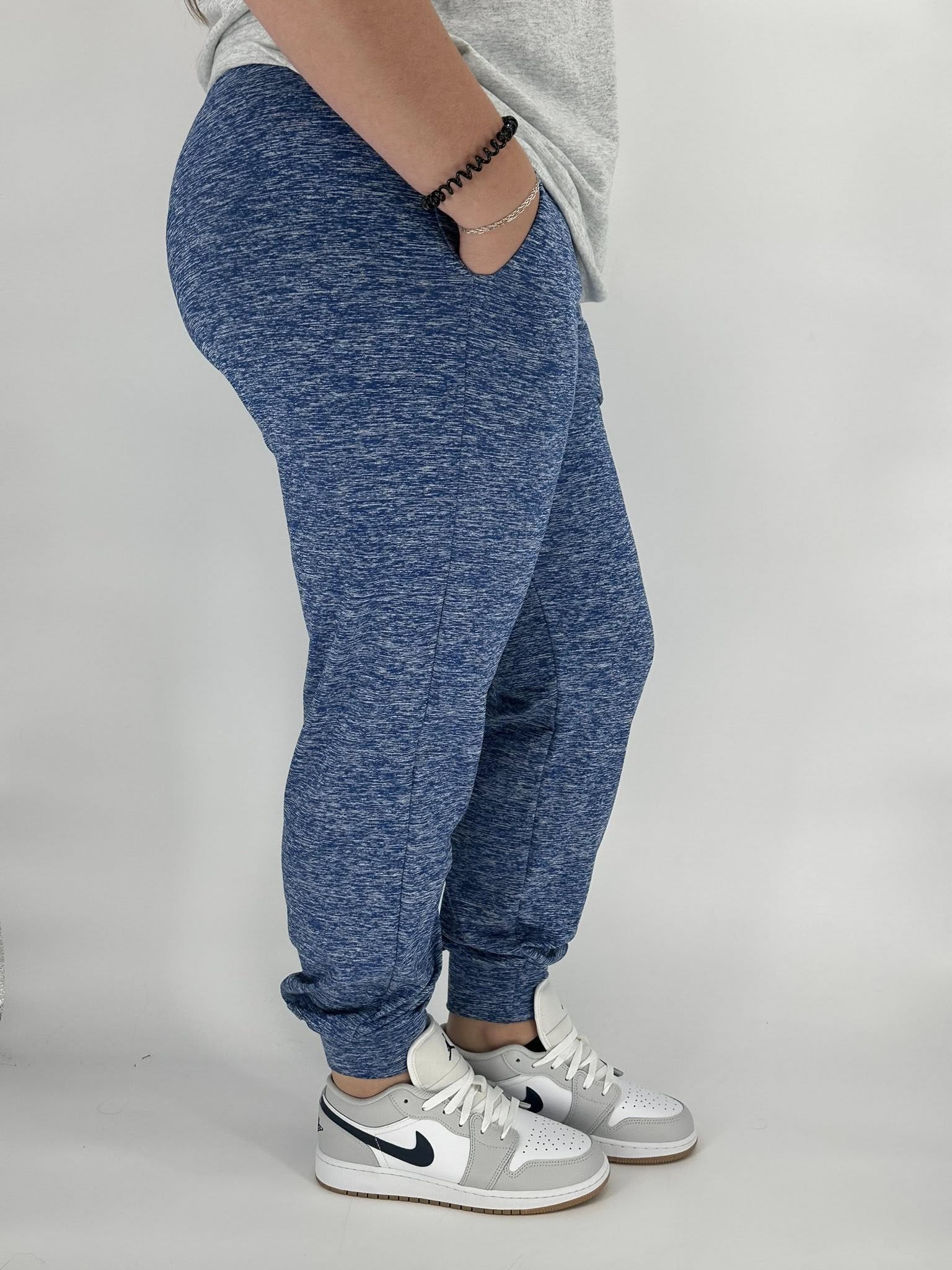 Royal Blue Heathered Fleece Joggers - Like A Duchess
