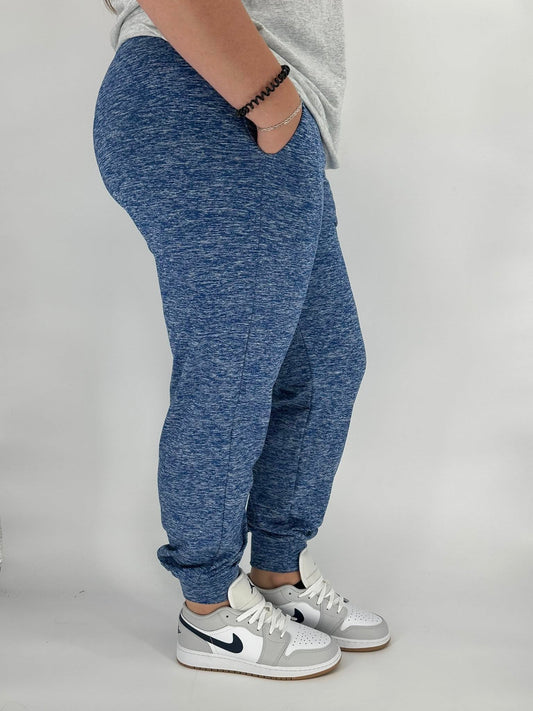 Royal Blue Heathered Fleece Joggers - Like A Duchess