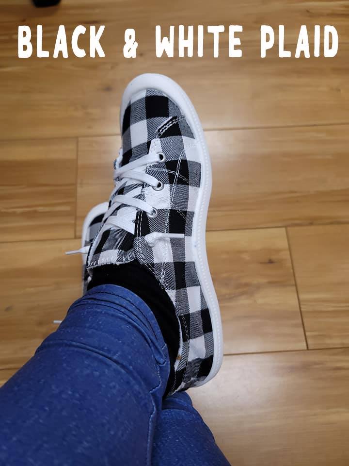 SUMMER SNEAKER -BLACK PLAID - Like A Duchess