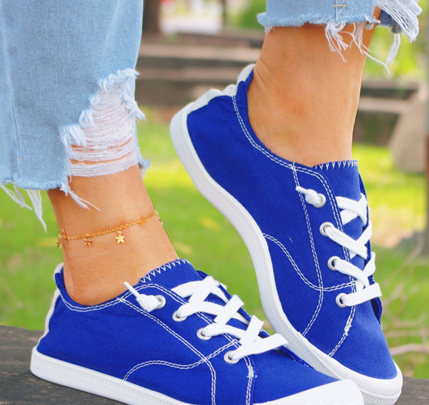 SUMMER SNEAKER -ROYAL BLUE - Like A Duchess