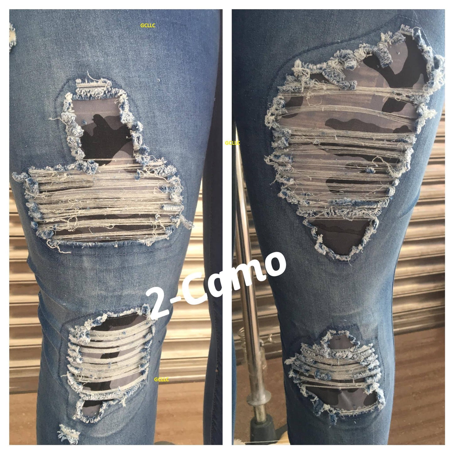 DISTRESSED STRETCH PATCH DENIM
