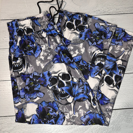 Blue Flower Skull Lounge Pants - Like A Duchess