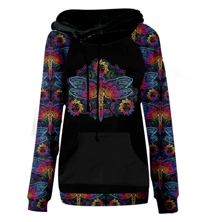 MANDALA DRAGONFLY PULL OVER HOODIE - Like A Duchess