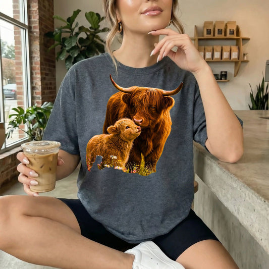 Highland Cow Duo Tshirt - Like A Duchess