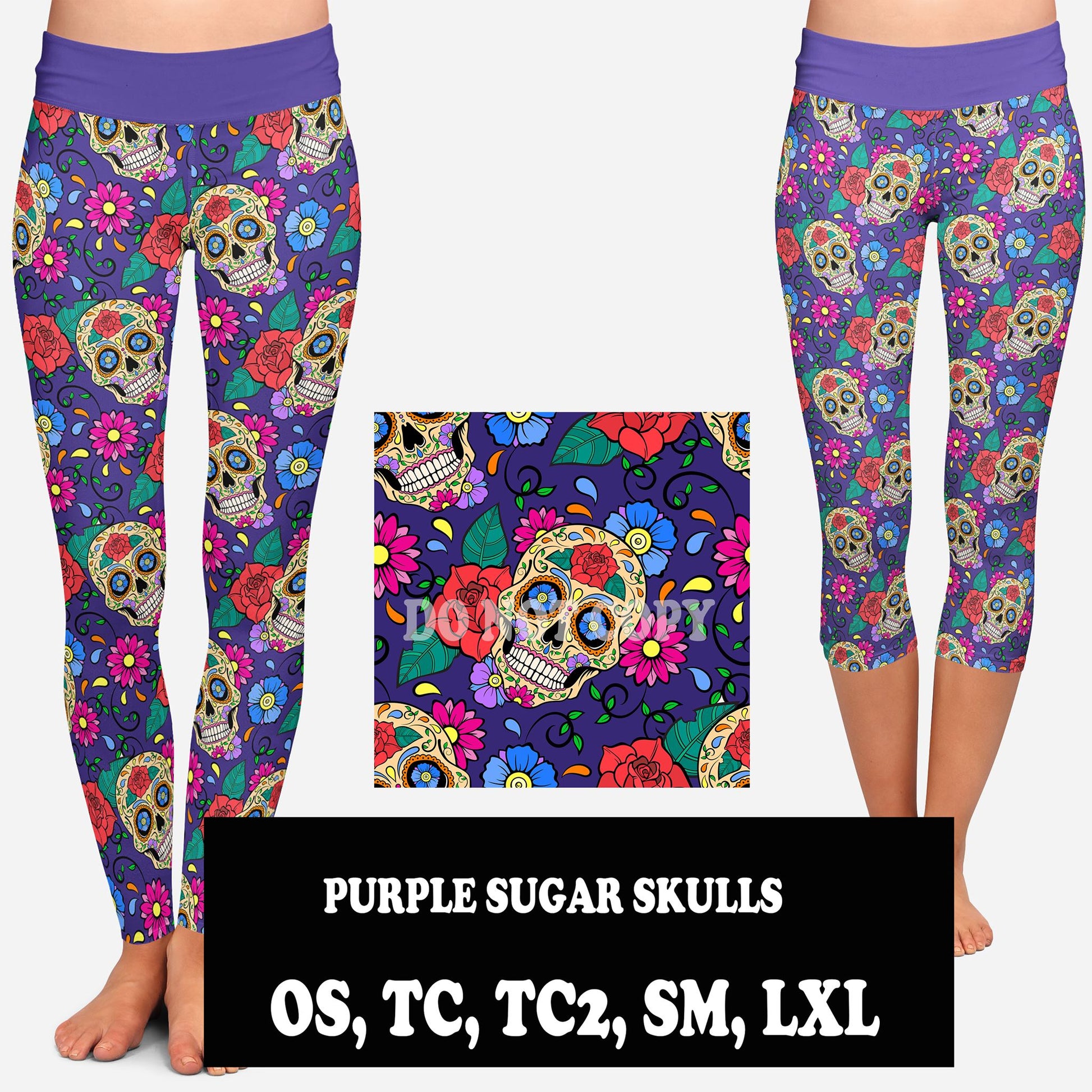 PURPLE SUGAR SKULL- FULL AND CAPRI - Like A Duchess