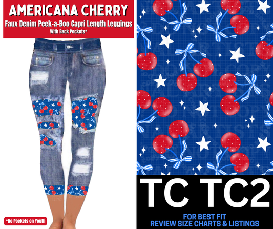 Americana Cherry Capri Faux Denim Peekaboo