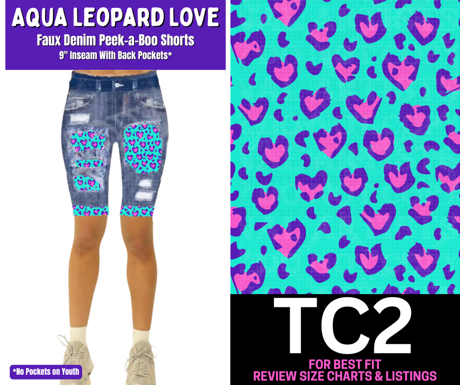 Aqua Leopard Faux Denim Peekaboo Jamaica Shorts - Like A Duchess