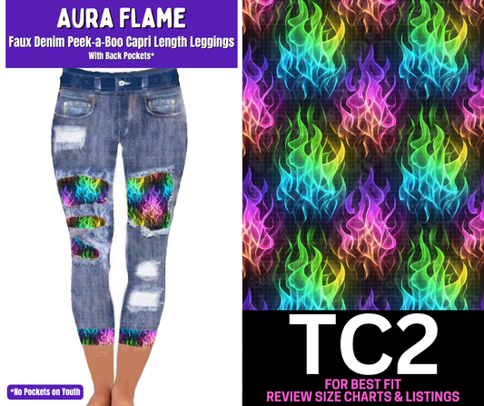 Aura Flame Capri Faux Denim Peekaboo - Like A Duchess