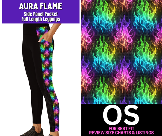 Aura Flame Side Panel Pocket Full Length Leggings - Like A Duchess